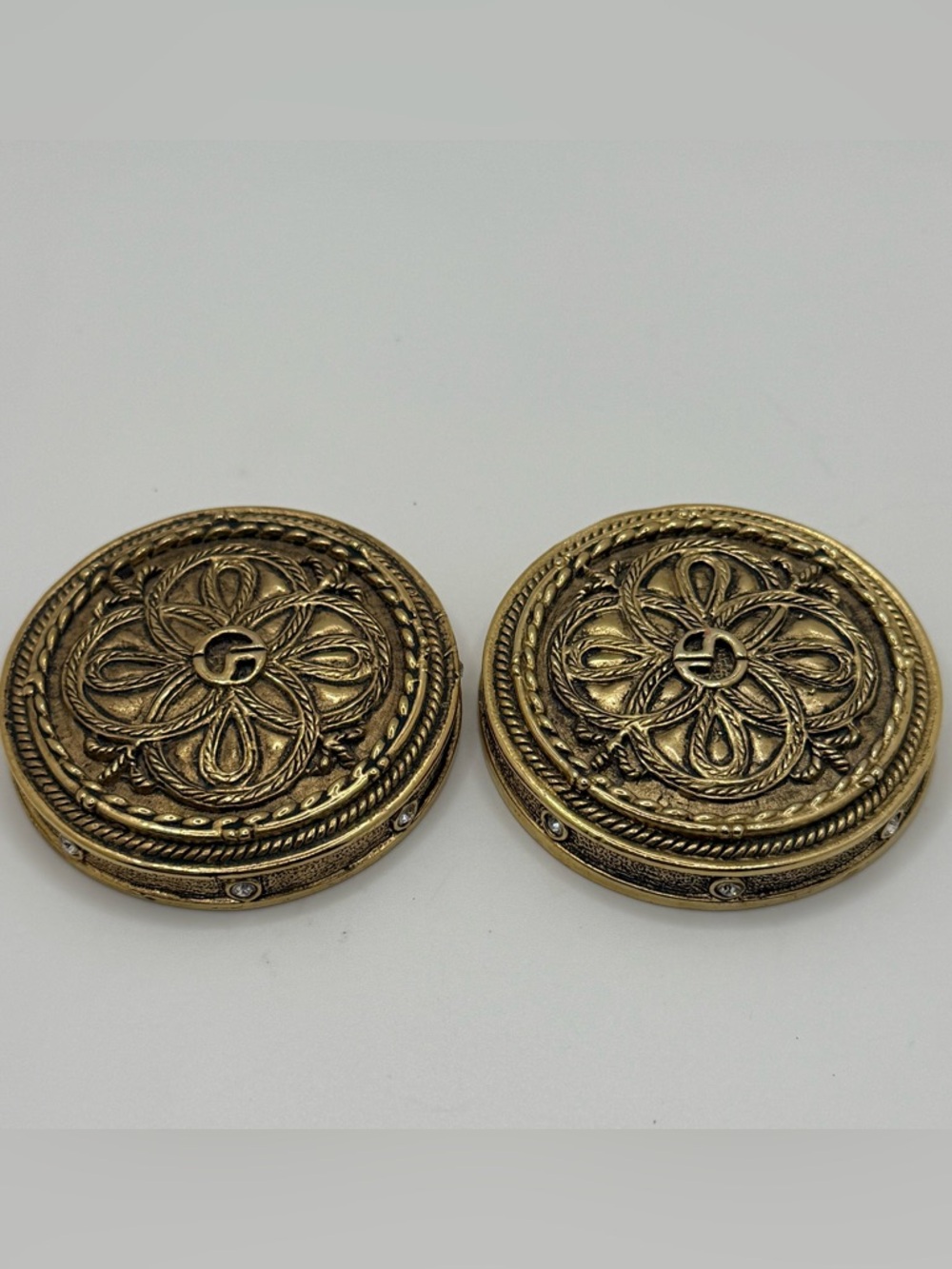 Vintage Brass Trinket Boxes Set 2 Gold Tone Floral Jewelry Pill Box Ornate